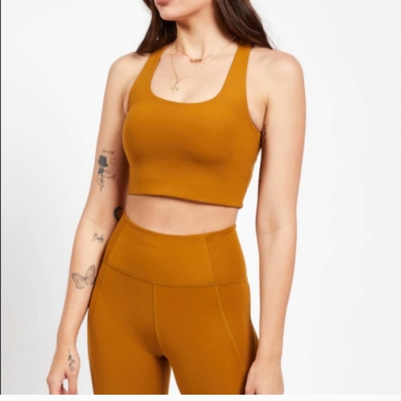 Girlfriend Collective Mustard Yellow Crop Top Leggings Set. XS/S - Picture 9 of 11